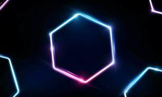 Abstract Modern colored poster for sports Light out technology and with neon hexagon and triangles. Hitech communication concept innovation background,  vector design