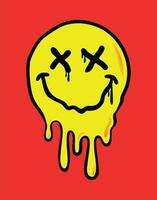 Handmade vector illustration of minimalist smiling and melting face. Stripped art for prints, posters, stickers, icons and more.