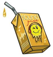 Sound juice box vector illustration. Stripped art in cartoon style.