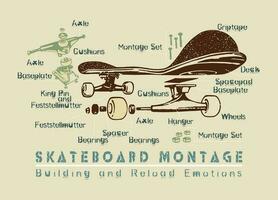 Skateboard assembly scheme.eps vector