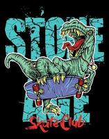 Vector illustration of Tyrannosaurus Rex doing trick on skateboard. Art for printing on t-shirts, posters and etc.