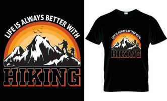 Unique Hiking T-shirt Design, Vector Design, T-shirt explore nature adventure mountain landscape retro T shirt design.