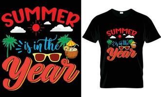 Summer T-shirt design. Creative, custom, typography, summer t-shirt design, SVG T-shirt design.T-shirt Design Get Ready For Summer Vector Typography Illustration and Colorful in Black Background.