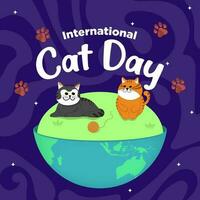 vector linda internacional gato día plano mano dibujado tema tierra gato ilustración