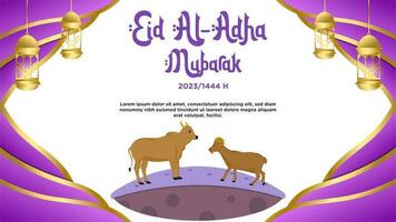Vector banner template purple elegant with theme of Happy Eid al-Adha 2023