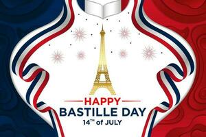 Vector Template Happy Bastille Day with Abstract Elegant Themes