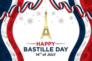 Vector Template Happy Bastille Day with Abstract Elegant V.2 Themes