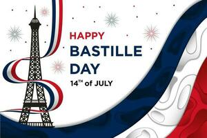 Vector Template Happy Bastille Day with Abstract Classic Themes