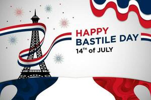 Vector Template Happy Bastille Day with Flag France and Abstract Themes