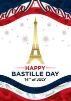 Poster Template Happy Bastille Day with Abstract Elegant V.2 Themes vector