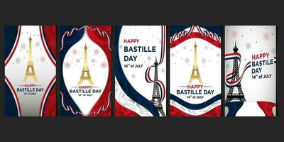 Social Media FeedsTemplate Happy Bastille Day with Abstract Themes vector