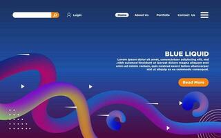 Modern Landing Page With Abstract Blue Liquid vector