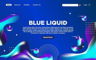 Landing Page With Abstract Blue Liquid vector