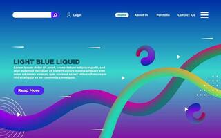 Modern Landing Page With Abstract Light Blue Liquid Style vector