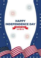 Poster Template Independence Day 4th July with Modern Paper Cut Themes vector