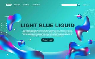 Landing Page With Abstract Light Blue Liquid vector