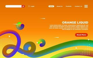 Modern Landing Page With Abstract Orange Liquid Style vector