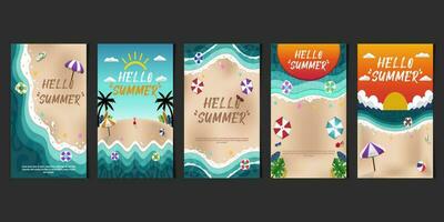 nuevo concepto social medios de comunicación historia vector papel cortar Hola verano playa ilustración
