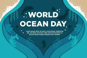 Vector World Ocean Day with Perfect Illusion Paper Cut Style