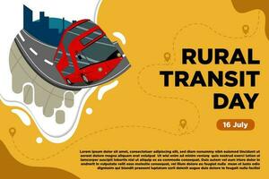 New Concept Rural Transit Day Vector with the Feel of a Bus Trip to the City Suitable for Use as a Background or Banner