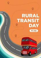 Poster Templates Rural Transit Day with a Beach Bus Shade Vector Illustration