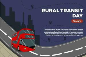 Vector Rural Transit Day with a Modern Bus Shade in the City Illustration