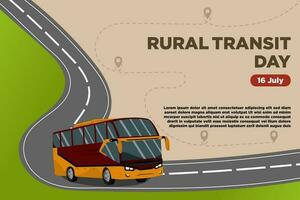 Vector Rural Transit Day with the Feel of a Bus Running Down the Hill Illustration