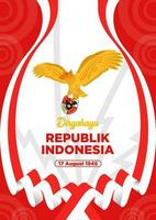 elegante póster plantillas Indonesia independencia día con Garuda pancasila pájaro vector ilustración