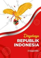 Poster Templates Indonesia Independence Day With Garuda Pancasila Bird Vector Illustration,