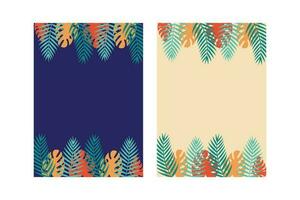 Tropical summer doodle vector background with space for text. background for poster, invitation and cover with tropical leaves, shapes and textures