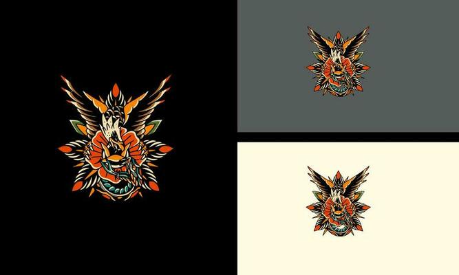 eagle and flowers vector illustration mascot design