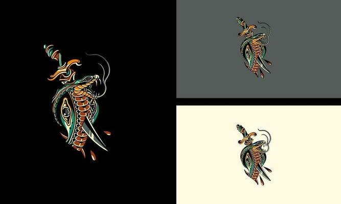 head cobra and knife vector mascot design