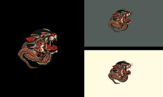 head panther and snake vector mascot design