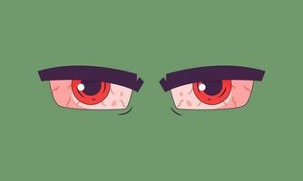 red eyes cartoon vector flat design