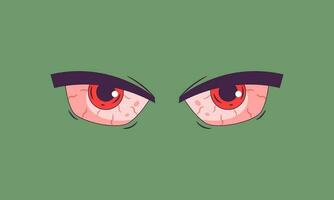 red eyes cartoon vector flat design