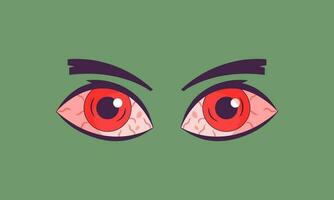 red eyes cartoon vector flat design