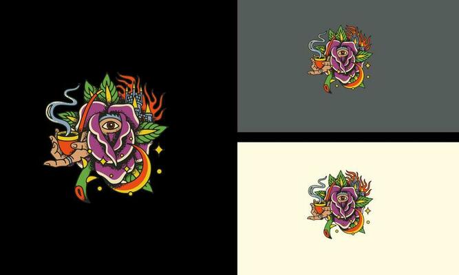 flowers with eyes vector illustration flat design