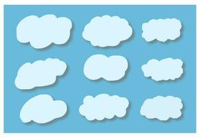 White clouds on sky blue background with shadows vector