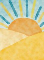 Sun Landscape Background for a Here Comes the Son Sunshine Baby Shower Theme. Ready for posters, bannes, cards, invitations and more. Just add the text in any editor you wish photo