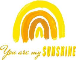 Watercolor Boho Yellow Rainbow you are my Sunshine sign for nursery and party decor photo