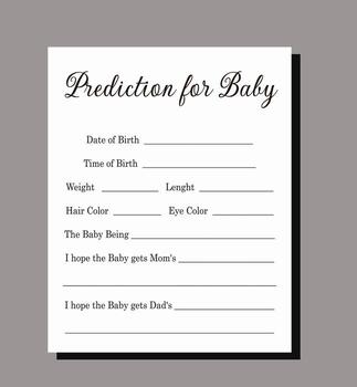 Simple Baby shower prediction game. Ready to print or edit as you need vector
