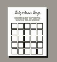 Baby Shower Bingo Simple Black and White Game vector