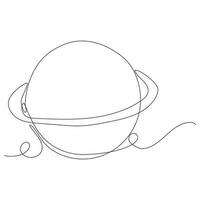 Single one line illustration of planet. Continuous line vector drawing