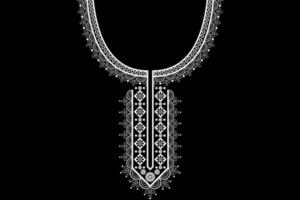 ethnic collar lace pattern traditional on black background. Necklace embroidery abstract vector illustration. Designs for fashion, fashion men, fashion women, kaftan, collar pattern, necklace pattern