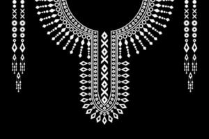 ethnic collar lace pattern traditional on black background. Necklace embroidery abstract vector illustration. Designs for fashion, fashion men, fashion women, kaftan, collar pattern, necklace pattern