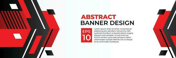 Abstract banner vector, modern background horizontal with geometric red white and black color for technology and sports theme vector