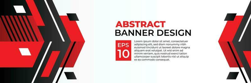 Abstract banner vector, modern background horizontal with geometric red white and black color for technology and sports theme