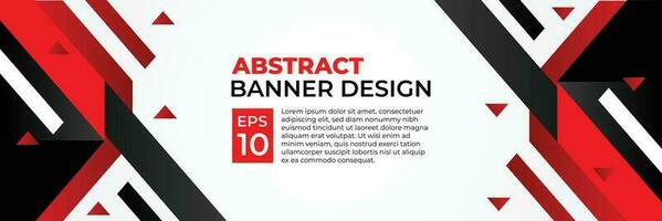 Abstract banner vector, modern background horizontal with geometric red white and black color for technology and sports theme vector