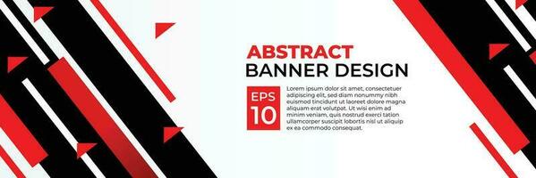 Abstract banner vector, modern background horizontal with geometric red white and black color for technology and sports theme vector