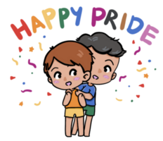 HAPPY PRIDE MONTH element and stickers. Love always in. Be you and love who you are. beacuse love is all around and love has no gender png